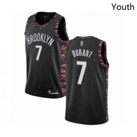 Youth Brooklyn Nets 7 Kevin Durant Swingman Black Basketball Jersey 2018 19 City Edition